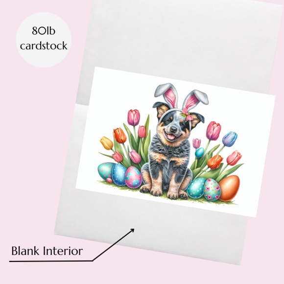 Australian Cattle Dog Easter Cards, Blank Note Card Set - Picture 2 of 7